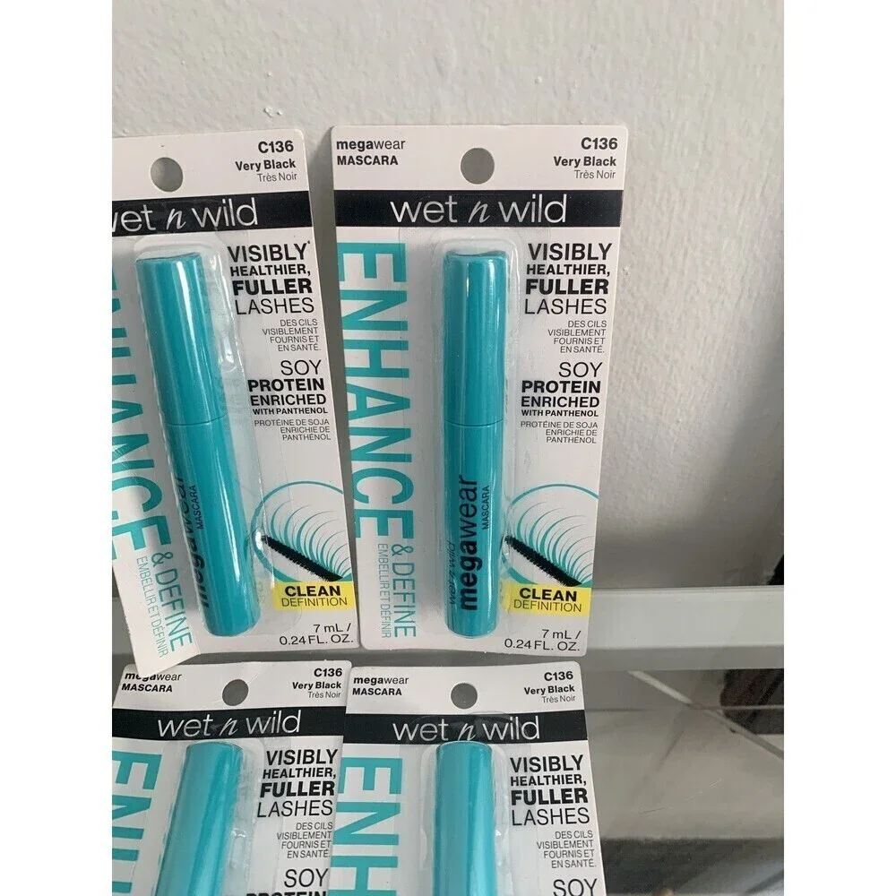 (4) Wet 'n Wild Megawear Mascara #C136 Very Black New Set Clean Fuller